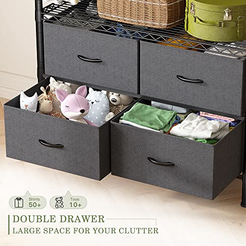 Raybee Clothing Racks with 4 Drawers, Heavy Duty Metal Clothes Rack, Black J8648