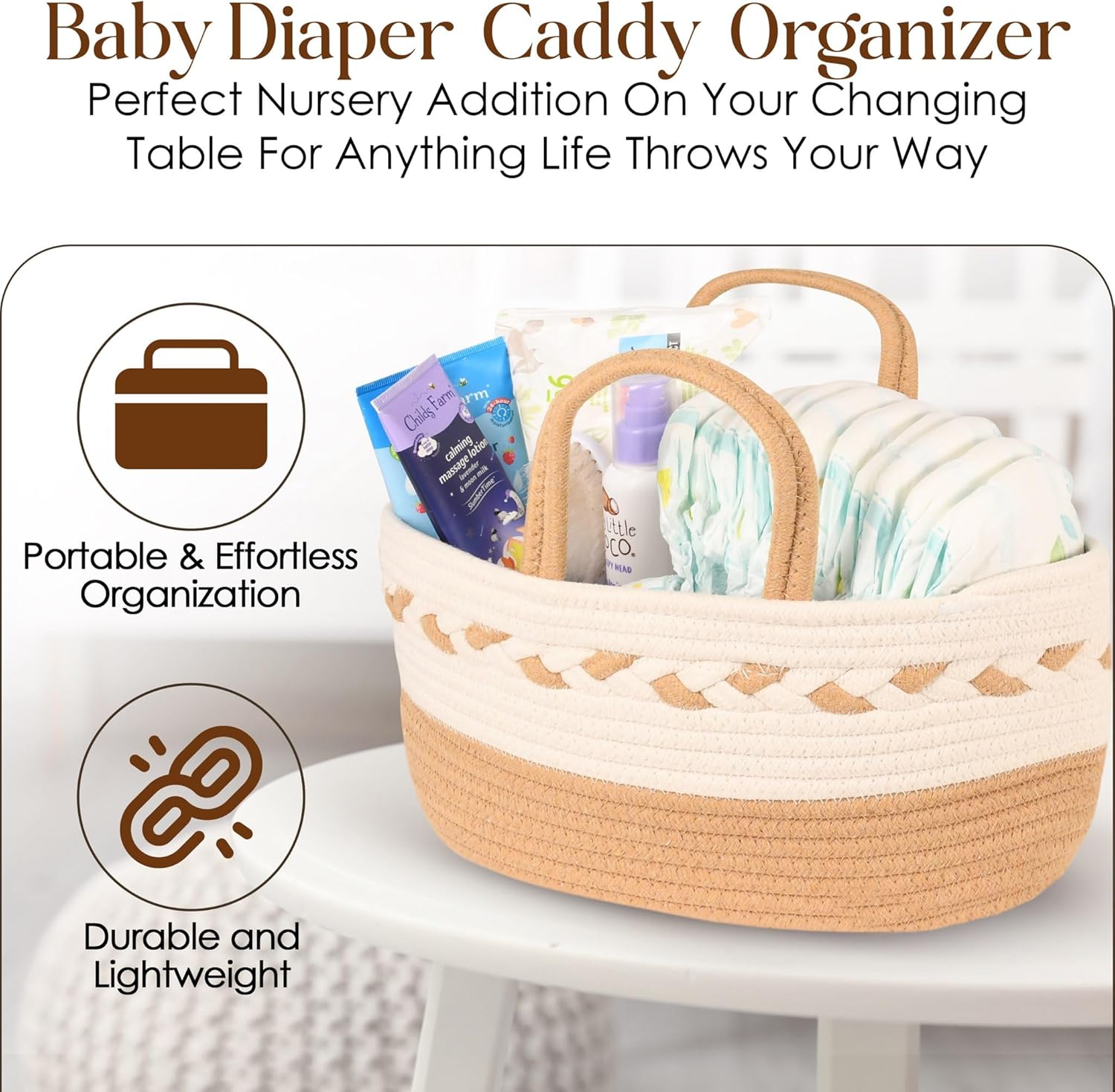 Moses Baby Changing Basket for Newborn with Thick Foam Mattress, Waterproof Cover D81634