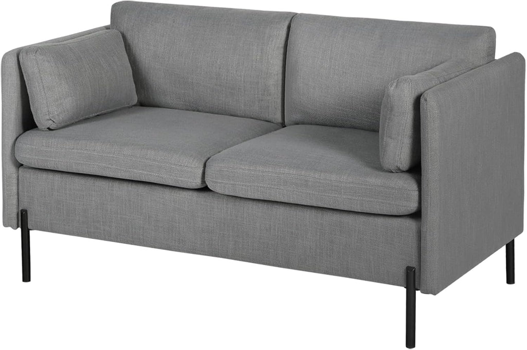 3 PCS Living Room Sofa Set, Modern Upholstered Armchair Loveseat Couches with Pillows, Grey J3915