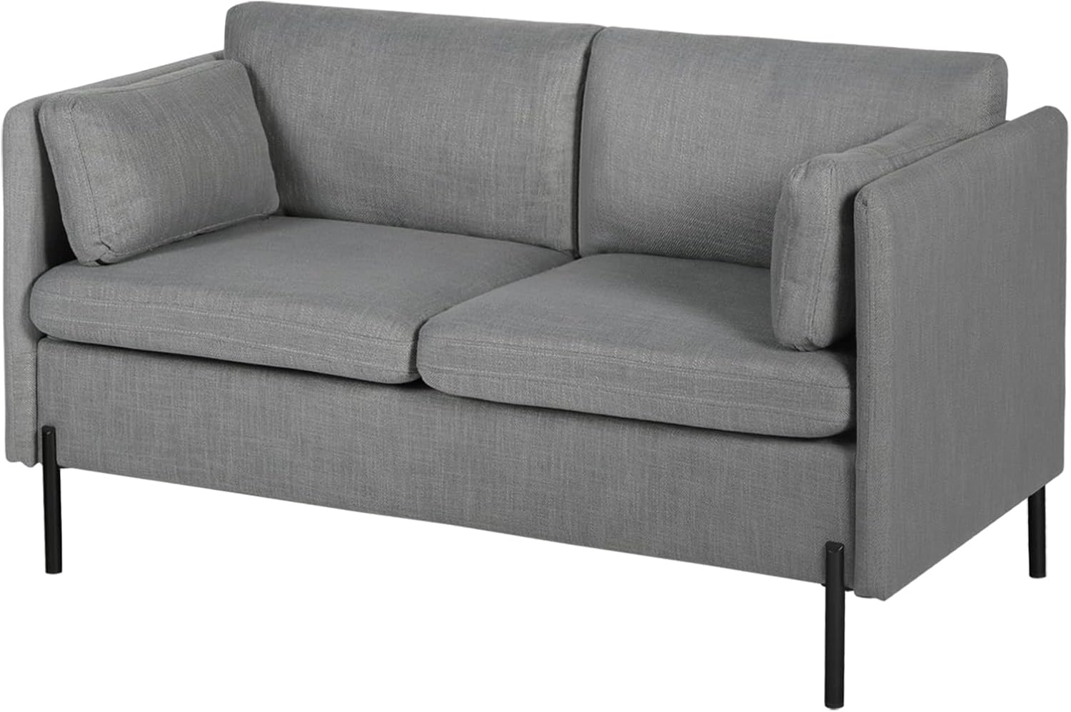 3 PCS Living Room Sofa Set, Modern Upholstered Armchair Loveseat Couches with Pillows, Grey J3915