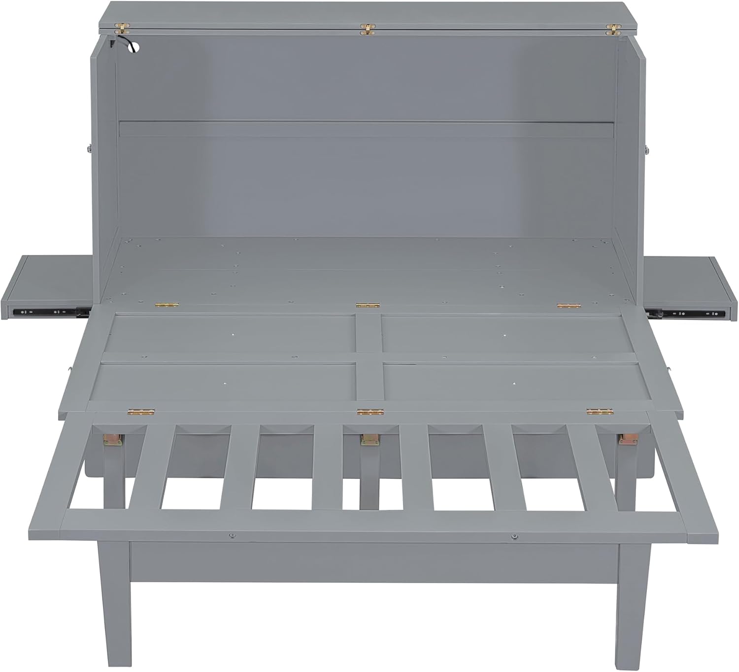 Murphy Bed Queen with Desk, Shelves and Charging Station, Grey Z595