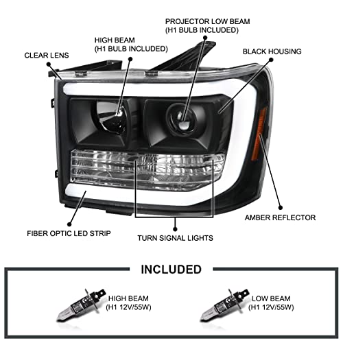 SPEC-D TUNING LED Light Bar Projector Headlights for 2007-2013 GMC Sierra B3664