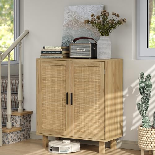 Rattan Buffet Cabinet with Drawer, Boho Credenza for Dining Room G877