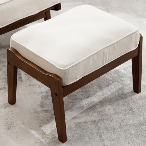 chairus Mid-Century Modern Accent Chair Linen Fabric Upholstered Solid Wood Frame Beige A654224
