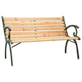 Patio Benches Patio Bench 48.4" Cast Iron and Solid Firwood,Sturdy Wooden Patio Bench with Cast Iron Legs for Outdoor Garden Outdoor Furniture & Accessories