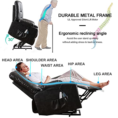 Power Lift Recliner Chair with Massage and Heat for Elderly Adults J54794