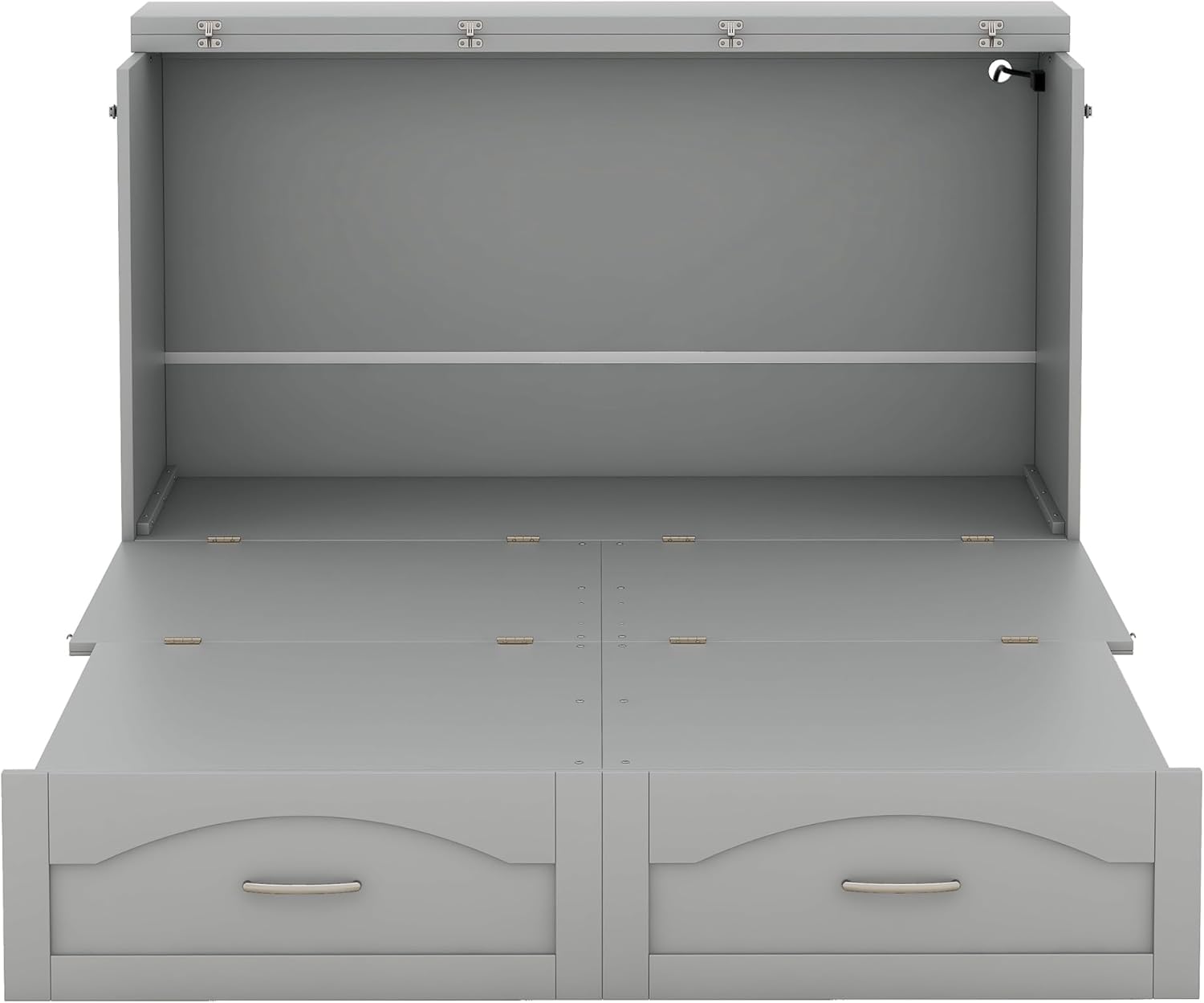 Full Size Murphy Cabinet Bed with Charging Station, Gray R7327