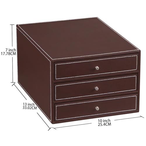 PU Leather Desk Organizer with 3 Drawers X71030