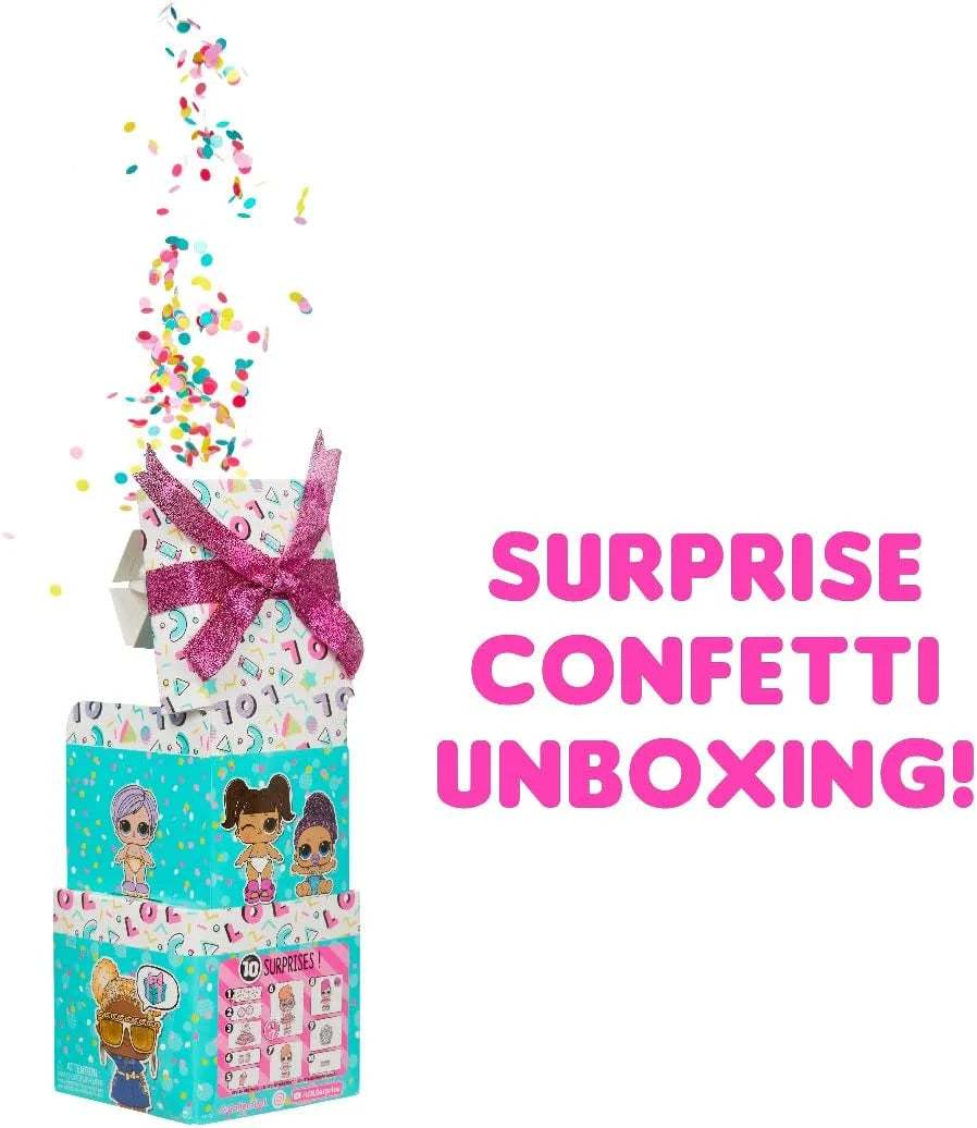 LOL Surprise! Confetti Pop Birthday Sisters Collectible Doll with Lil Sister and 10 Surprises G49067