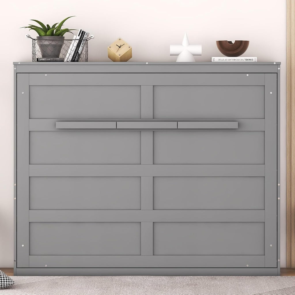MERITLINE Full Size Murphy Bed Wall Bed for Guest Room, Gray P899