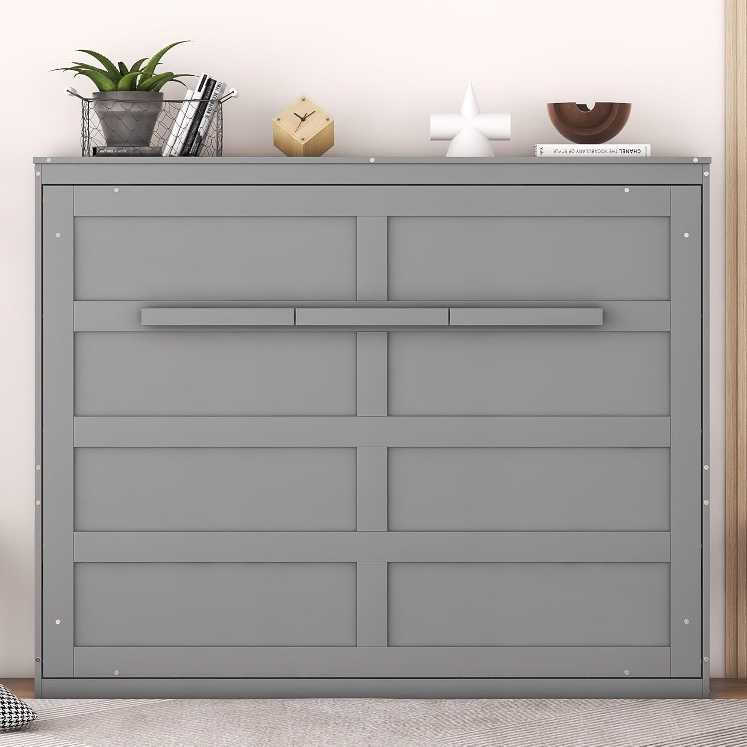 MERITLINE Full Size Murphy Bed Wall Bed for Guest Room, Gray P899