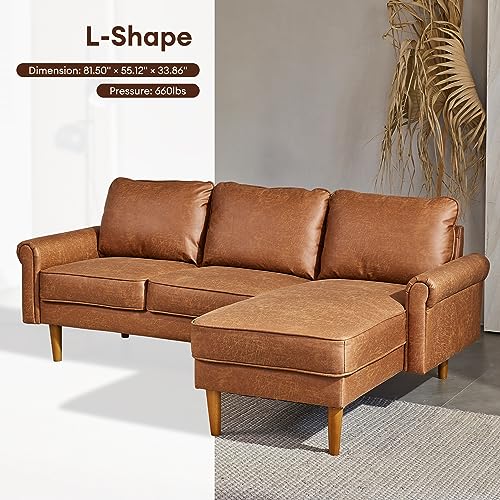 ovios 81.5" L-Shape Sofa Couch with Chaise, Grey O929681