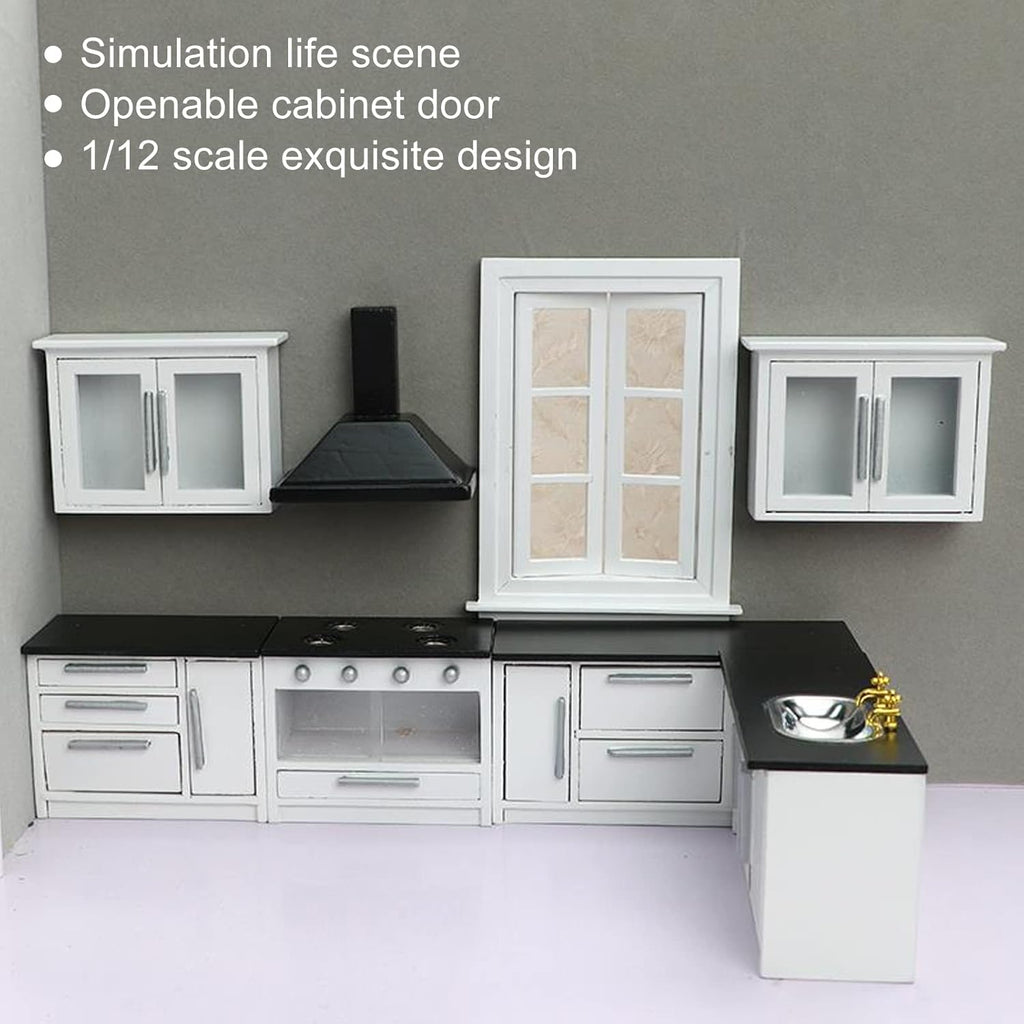 Keenso 1:12 Mini Dollhouse Kitchen Cabinet Set Wood Craftsmanship DIY J587720