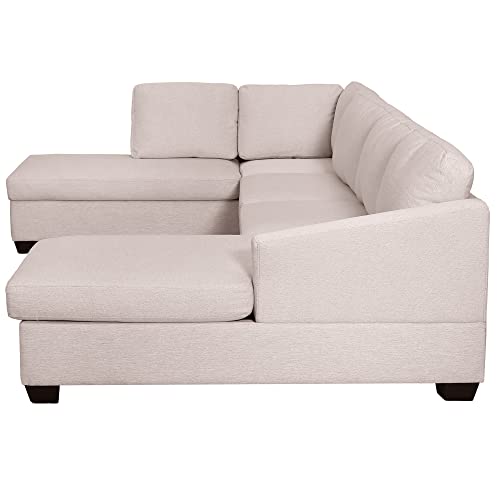 Modern U-Shape Sectional Sofa with Double Chaise Lounge, Beige H5039