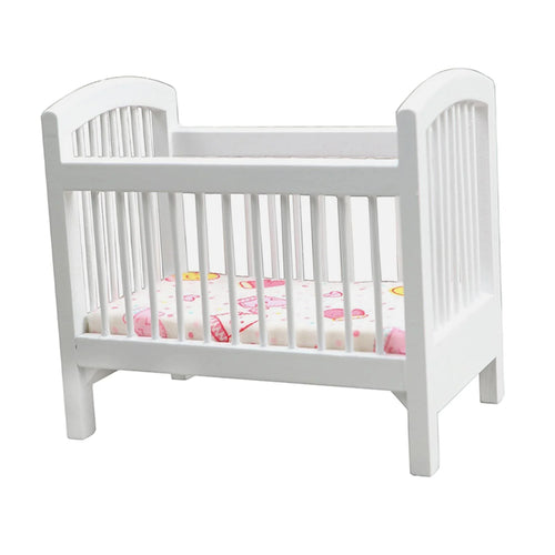 1/12 Scale Dollhouse Wooden Crib Modern Cradle Furniture Set for Dolls Decor