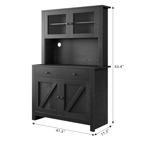 Freestanding Kitchen Pantry Cabinet with Microwave Stand, White N1672