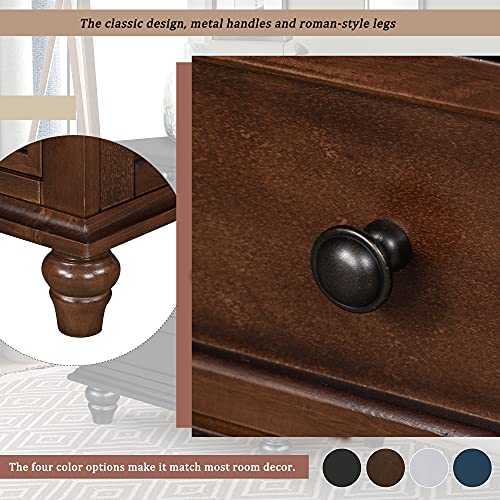 Knocbel 3-Drawer Nightstand with Pull-Out Tray, Wooden Bedside Table, Blue S82972