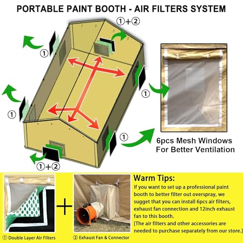 Rainproof Portable Paint Booth 26x14x10.5FT with Mesh Windows & Floor M6216