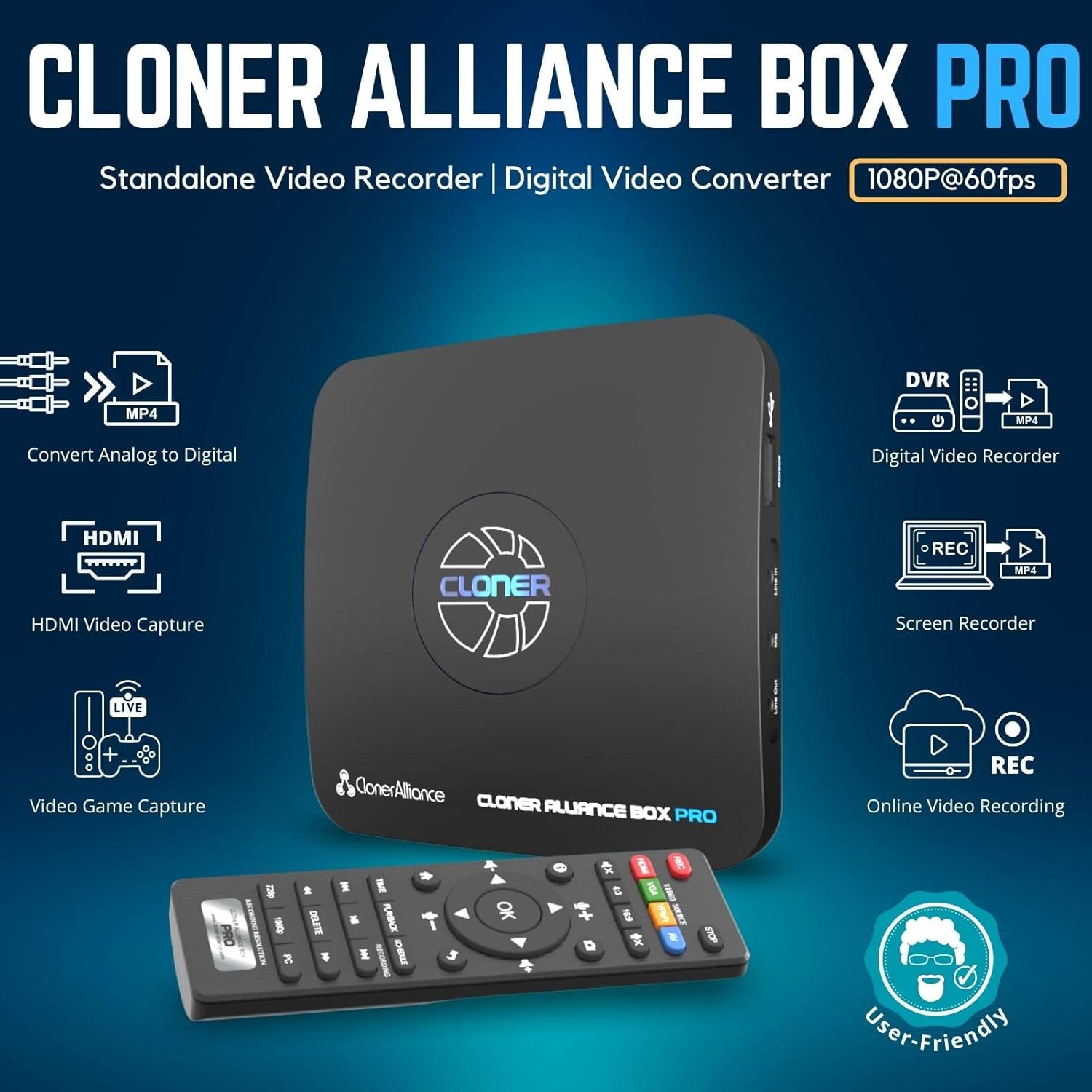 Box Pro 1080p 60fps Video Recorder DVR with HDMI Capture and TV Playback J31460