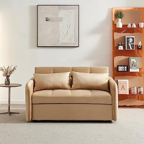 Convertible Sleeper Sofa Chair 3-in-1 Pull-Out Bed, Velvet Loveseat N7218