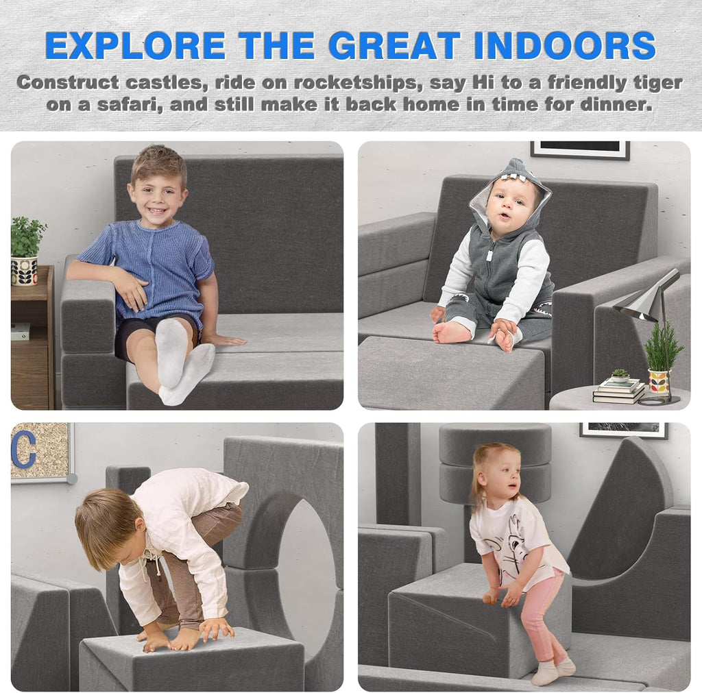 Kids Nugget Couch, 15PCS Modular Play Couch with Foam Cushion G559