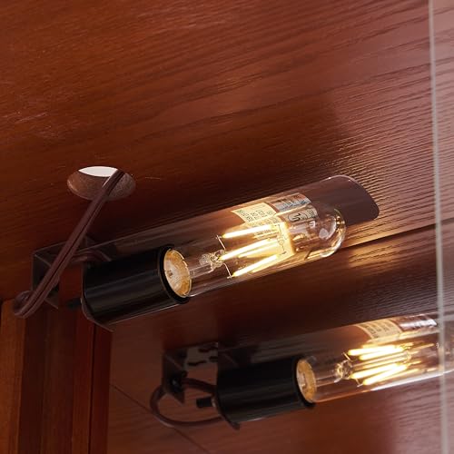Lighted Wooden Corner Curio Cabinet with Mirrored Back Panel, Oak G629