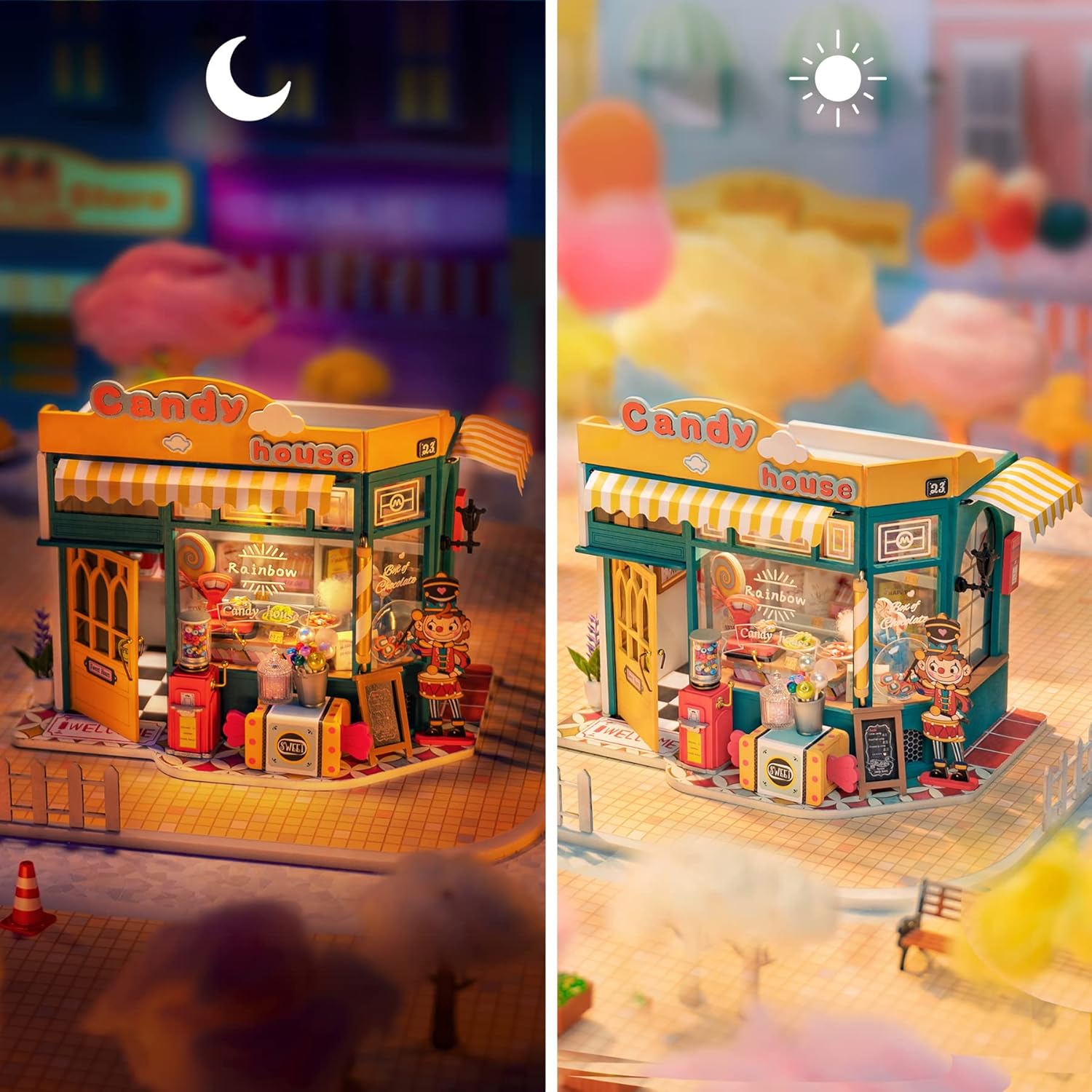 Rolife Dollhouse DIY Miniature Kit 1/24 Scale Candy House with LED A6001