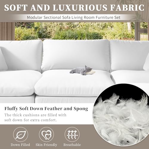 Extra Large U-Shaped Sectional Cloud Couch with Down Fill and Detachable Covers G617965