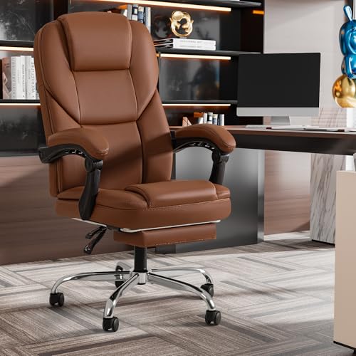 Ergonomic High Back Office Chair with Footrest, Reclining Leather, Heavy Duty X223127