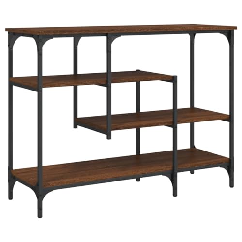 vidaXL Black Console Table with Shelves Engineered Wood Metal Frame P8073