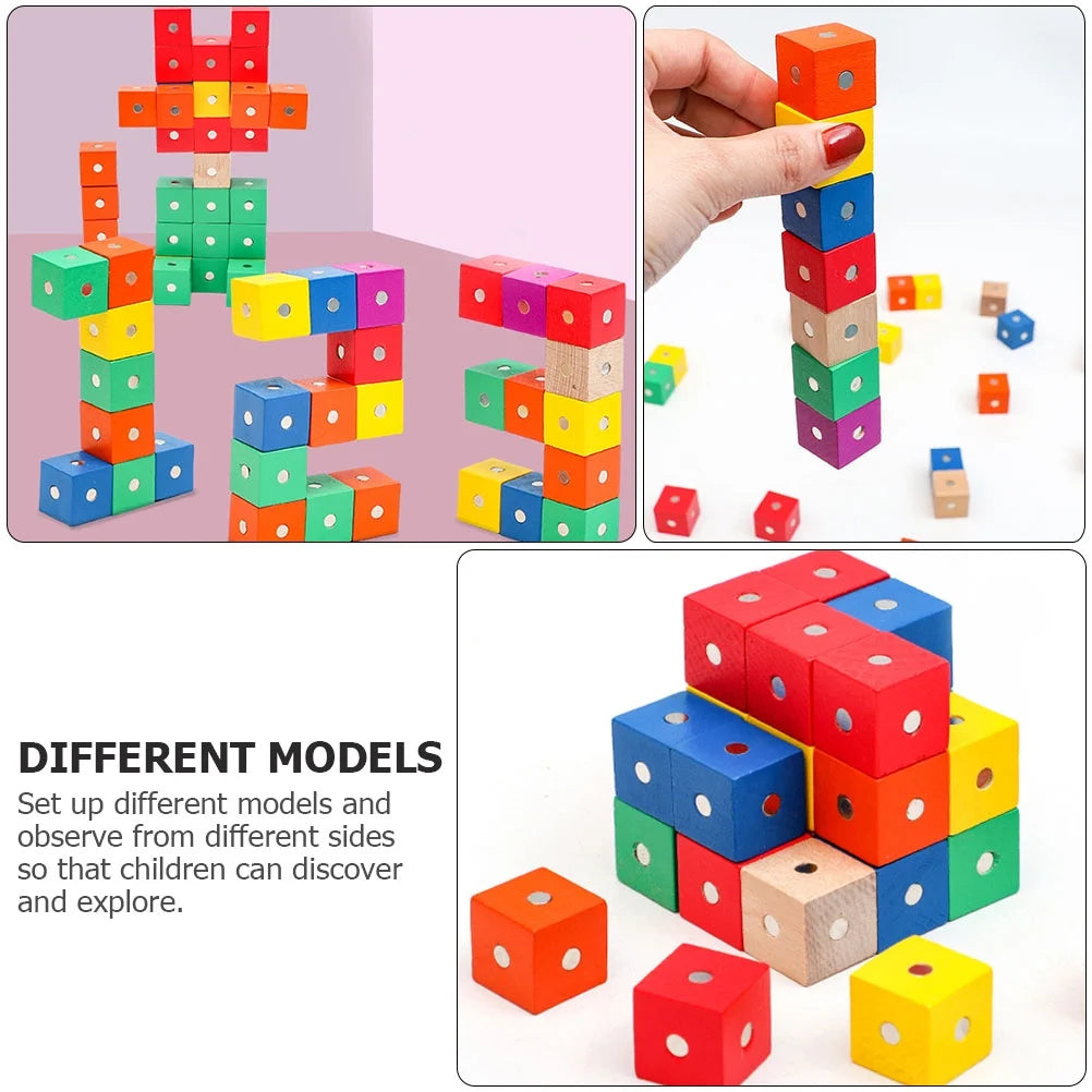 Magnet Cubes Building Blocks 90 Pcs Wooden Puzzle E302