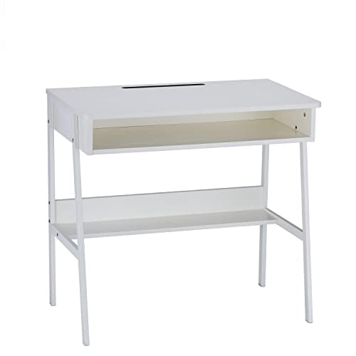 White Wood Corner Computer Desk with Storage I425