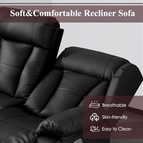 58.3" RV Loveseat Recliner Sofa with Side Pockets, Brown I1007