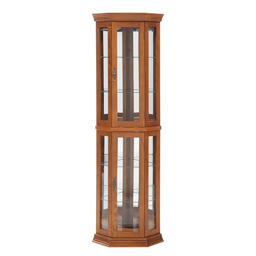 Lighted Corner Curio Cabinet with Adjustable Shelves & Mirrored Back R333