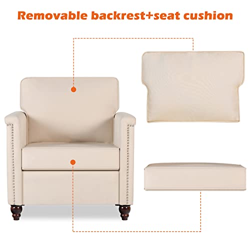 AILEEKISS Accent Chairs Set of 2 Upholstered Chesterfield Armchair Beige R911