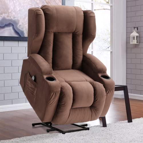 Power Lift Recliner Chair for Elderly with Massage and Heat, Velvet, USB Ports X3458