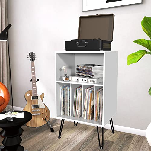 iyrany Record Player Stand with Vinyl Storage, Holds 150 Albums K7348