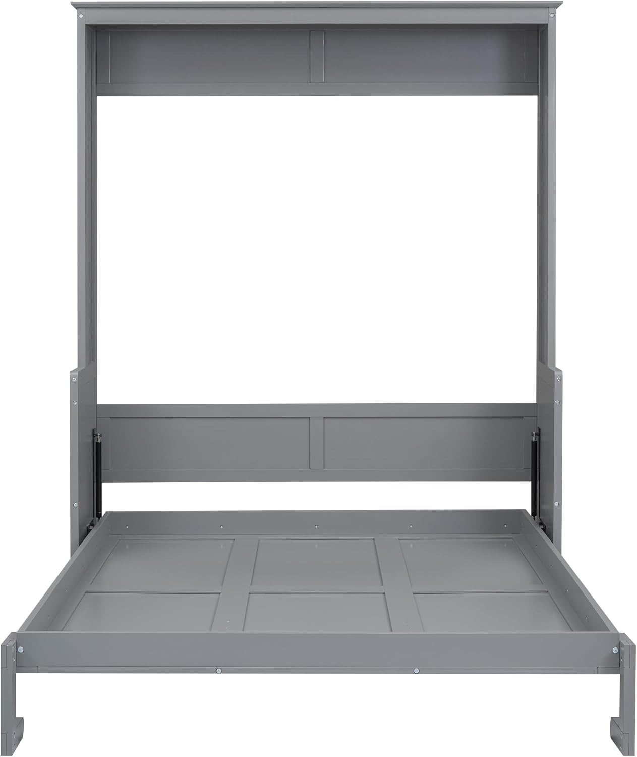 Queen Murphy Bed with Shelf, Space-Saving Wall Bed, Gray O8757