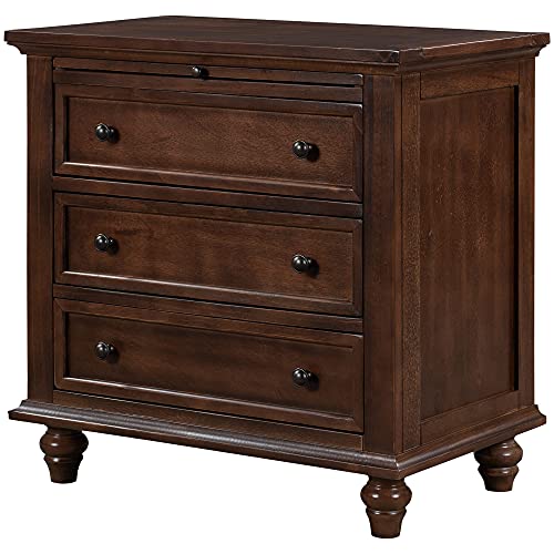 Knocbel 3-Drawer Nightstand with Pull-Out Tray, Wooden Bedside Table, Blue S82972