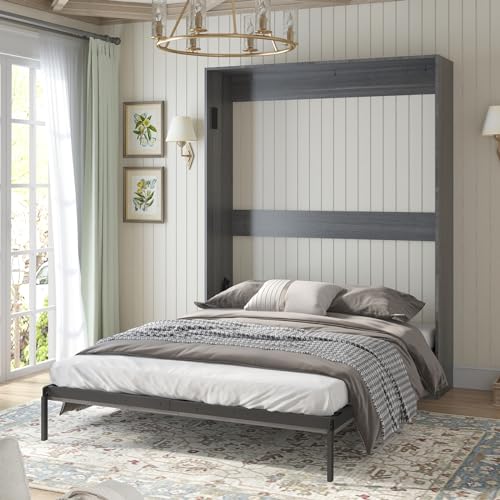 BALUS Murphy Bed Cabinet, Folding Wall Bed, White Y127736