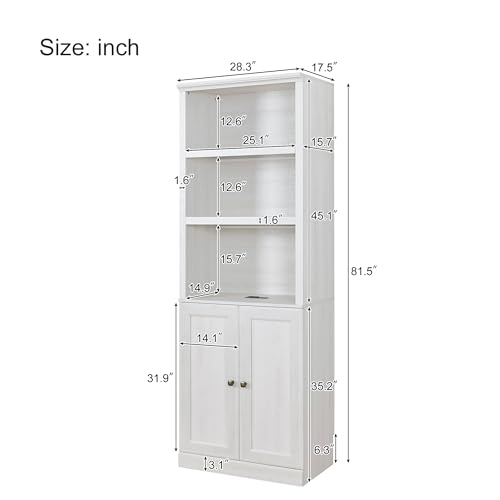 Full Size Murphy Bed with Storage Cabinet, Drawers and Shelves, White X911287