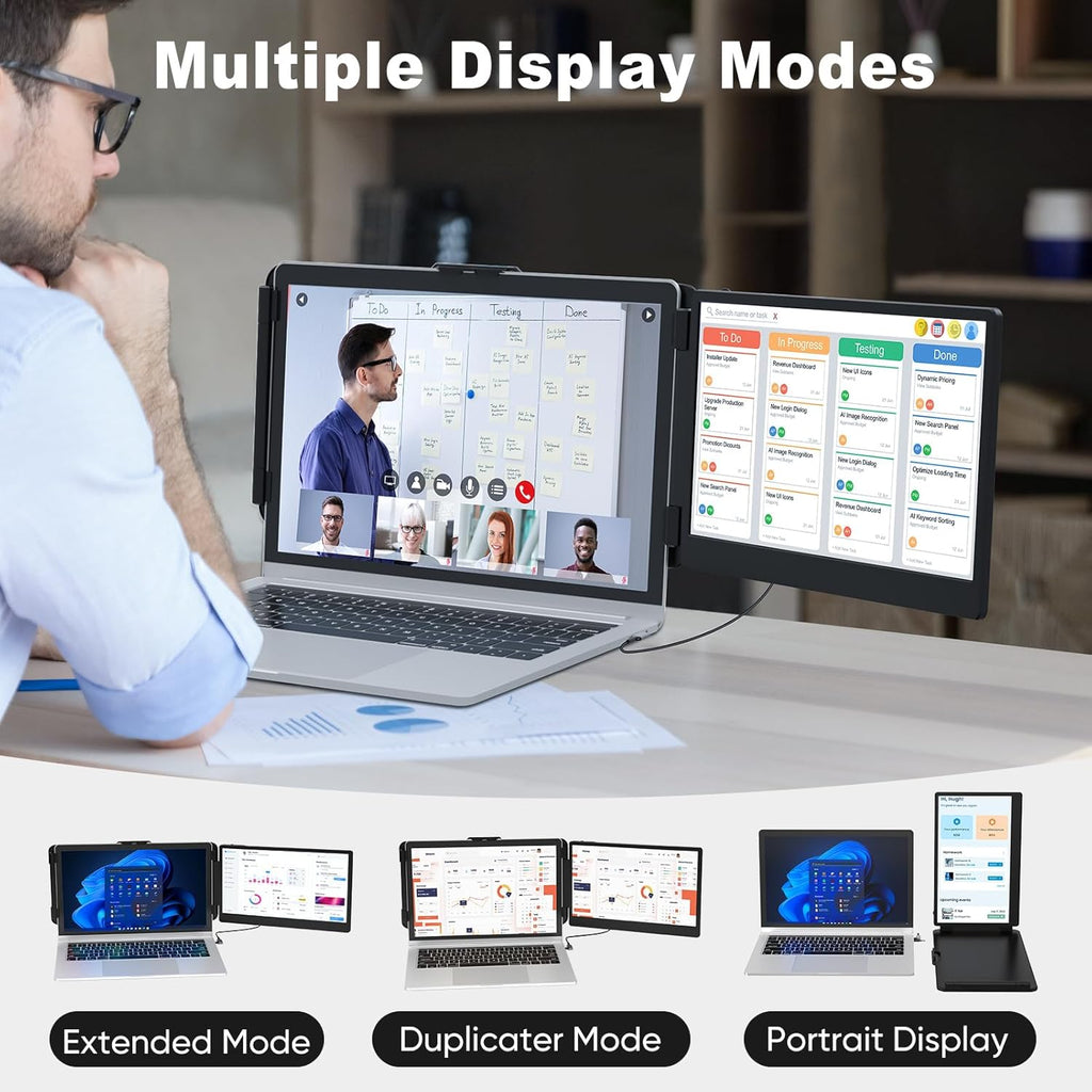 Portable Monitor 12" FHD IPS Laptop Screen Extender for Travel J234