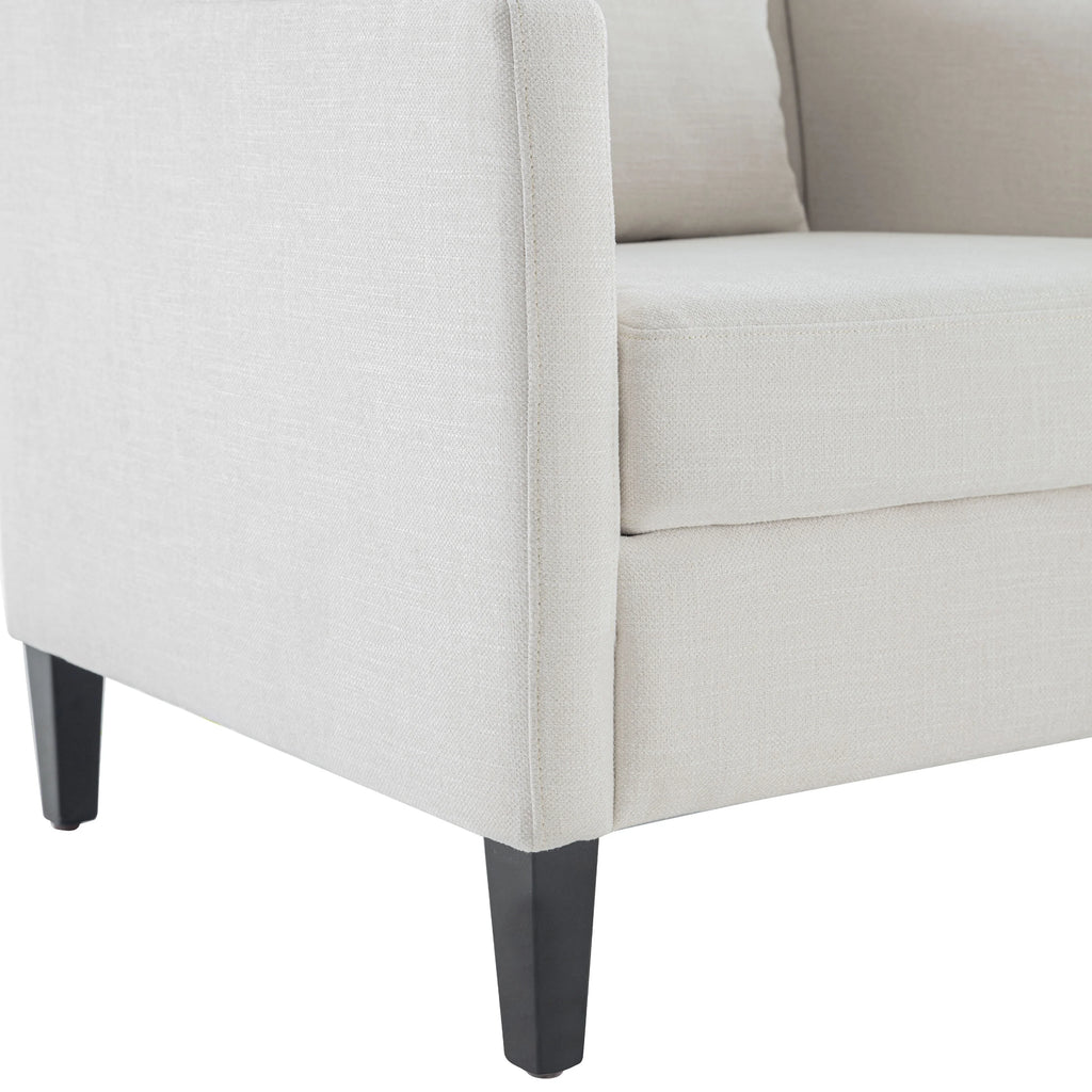 HUIMO Mid Century Modern Accent Chair, Upholstered Fabric Armchair with Wood Frame (Beige) C438319