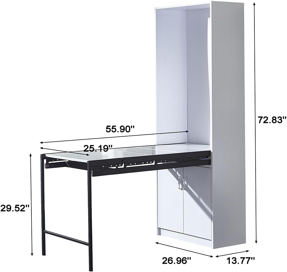 Wall Mounted Fold-Out Writing Table with 4-Tier Storage Shelf A330