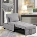 Sofa Bed Chair, 4 in 1 Convertible Sleeper Chair Bed Ottoman, Linen Fabric Pull Out Sofa Bed with Adjustable Backrest & Pillow, Single Recliner Chair for Small Space, Living Room