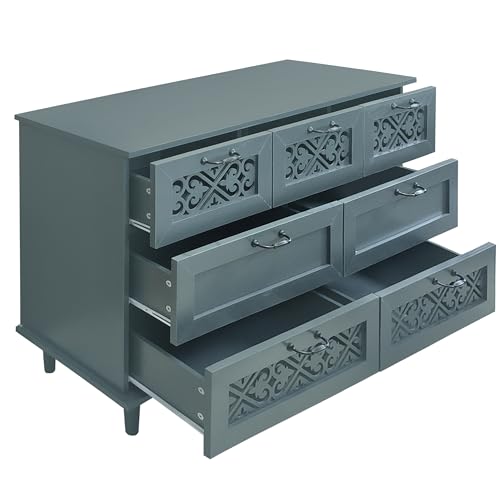 Farmhouse Sideboard Cabinet with 3 Doors and 3 Drawers, Blue Q824