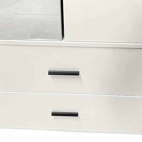 White Armoire Wardrobe with Hanging Rod, 2 Doors and Mirror V262384