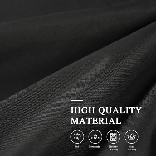 Black Canopy Bed Curtains Queen Lightproof Drapes with Top Ties and Tie Backs G1021