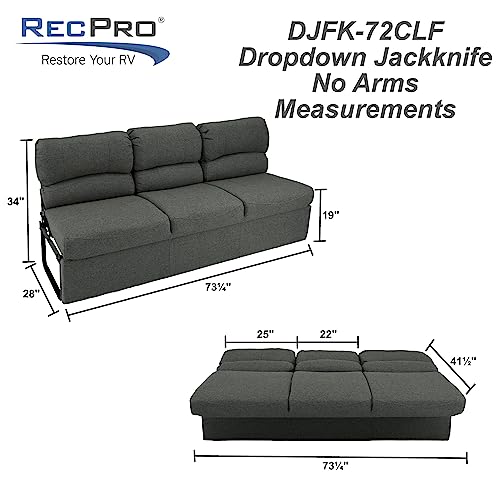 RecPro 72" RV Jackknife Sleeper Sofa with Drop-Down Console, Cloth Fabric Q782490