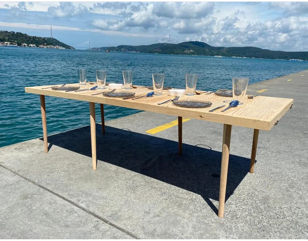 Boho Picnic Table 28"W x 60"L x 13"H Natural Wood O17261